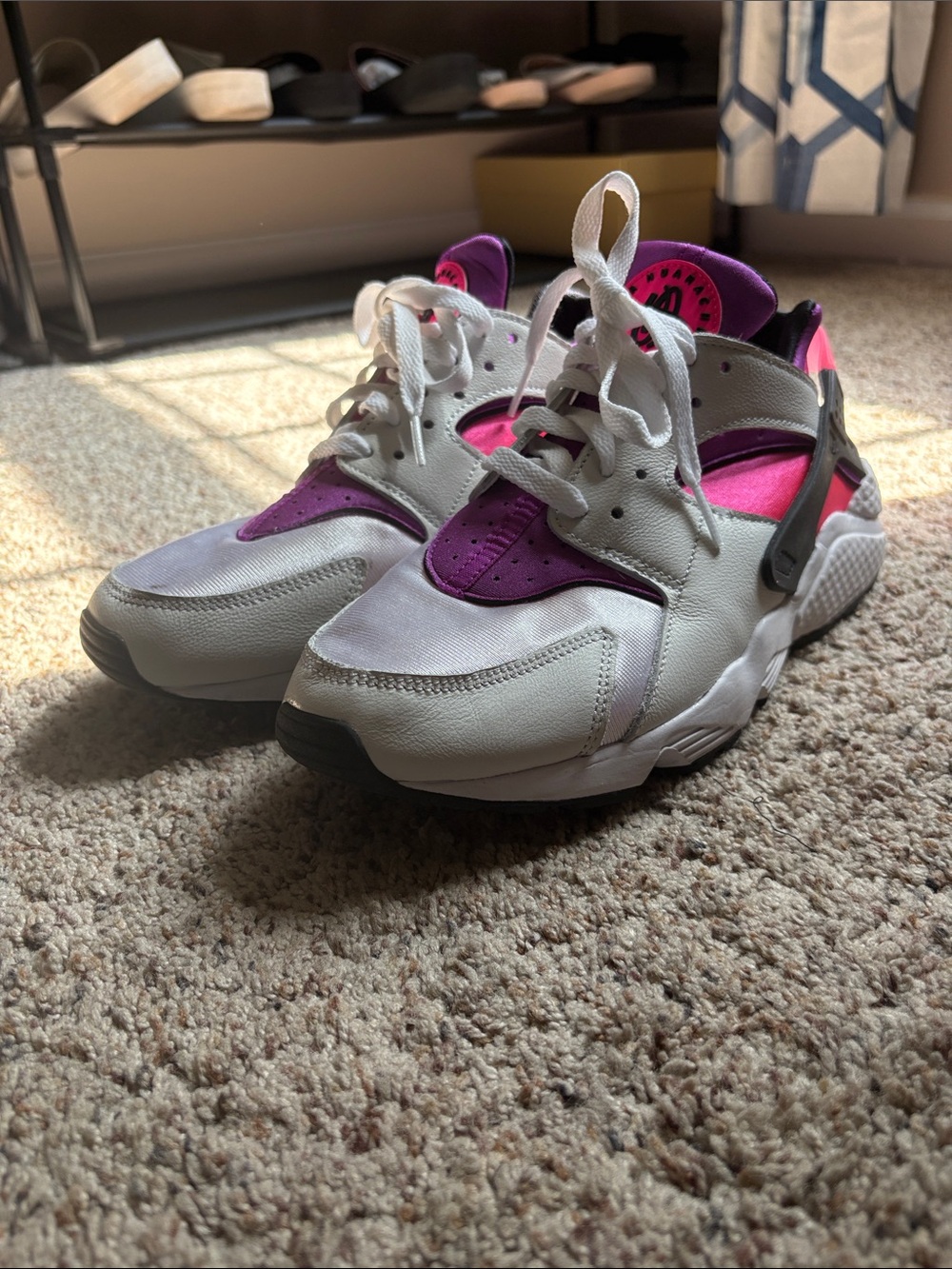 Nike White Sneakers with Pink and Purple Accents